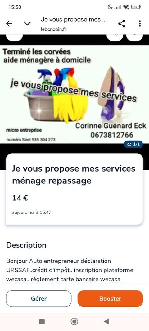 M&eacute;nage et repassage &agrave; domicile je vous propose mes services 0 49000 Angers