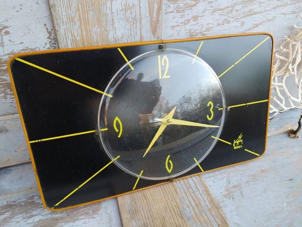Ancienne Pendule Japy Noire et Jaune Vintage
