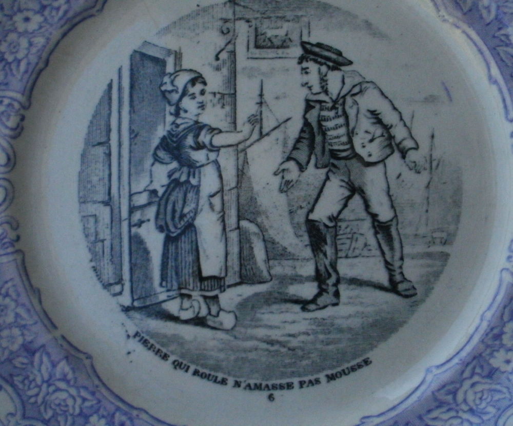Assiette parlante Sarreguemines (Pierre qui roule...) Dcoration