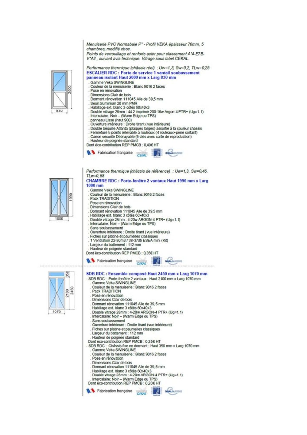 lot de menuiseries PVC neuves Bricolage