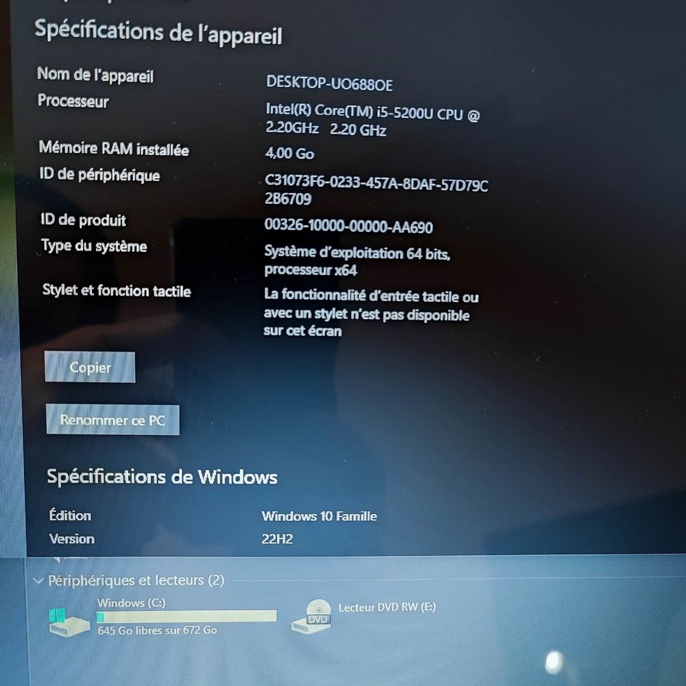 Pc portable Hp 670go Intel core i5 4Go Ram 17pouces Matériel informatique