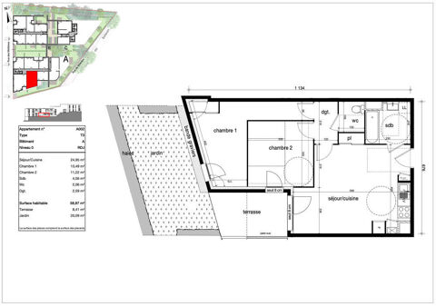  Appartement � louer 3 pi�ces 59 m�