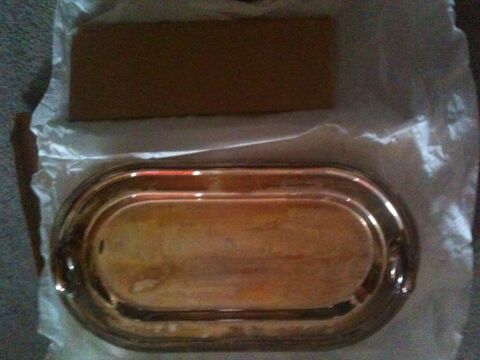 Plat service Foie Gras m�tal argent�. 3 pi�ces d�co Canard. 40 Bosc-le-Hard (76)