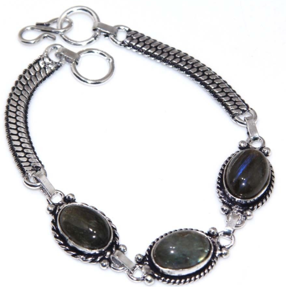Bracelet LABRADORITE, Plaqu&eacute; argent 925 Bijoux et montres