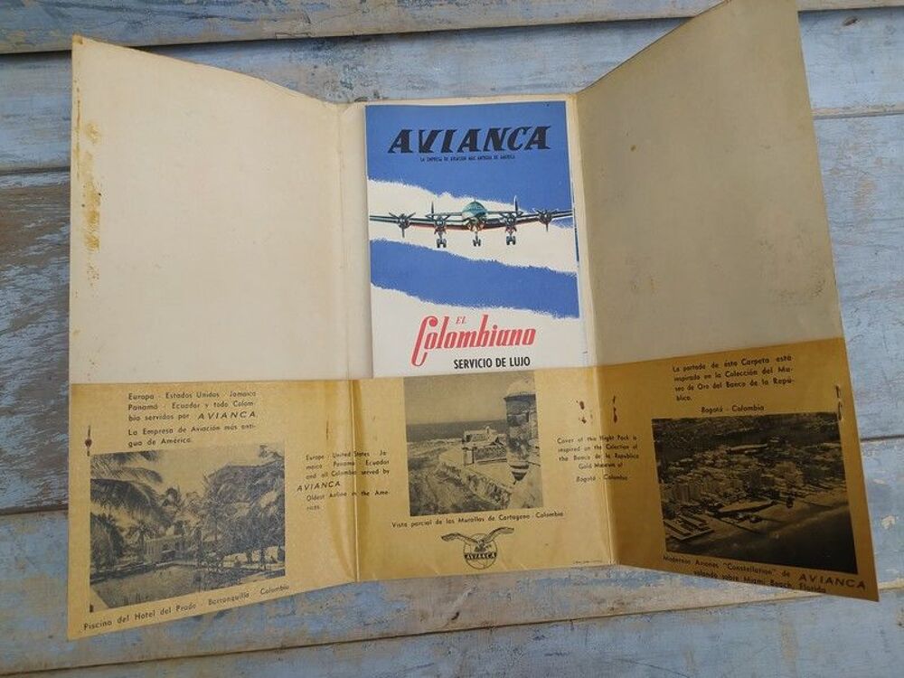 Publicit&eacute; Avianca Carpeta de Vuelo Colombia America Airline 