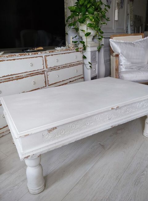 Table basse Agonès Blanc vieilli, bois de manguier 350 Gigean (34)