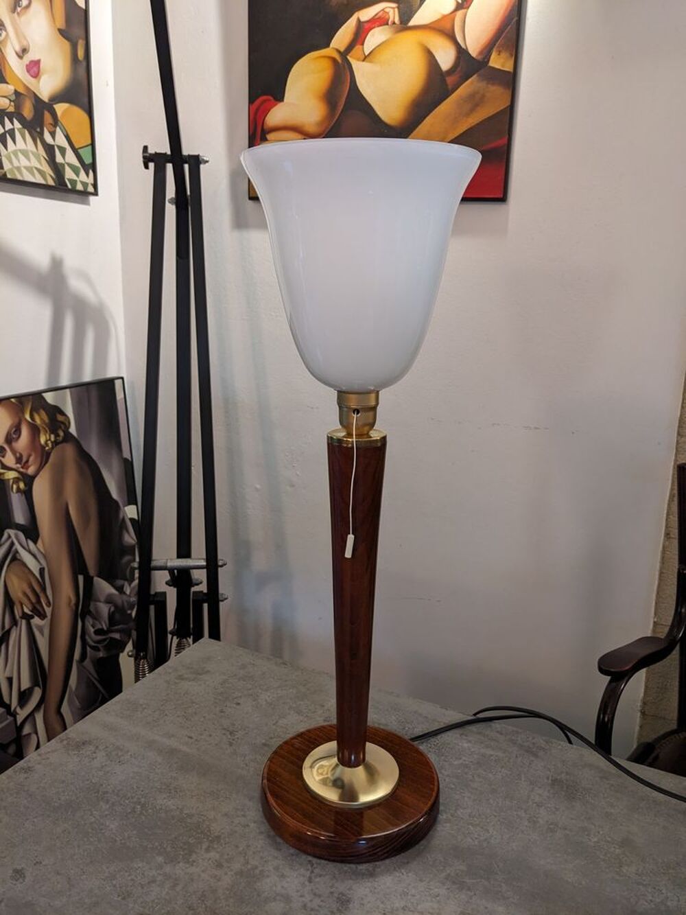 JOLIE LAMPE STYLE MAZDA UNILUX art d&eacute;co vintage 1930 acajou Décoration