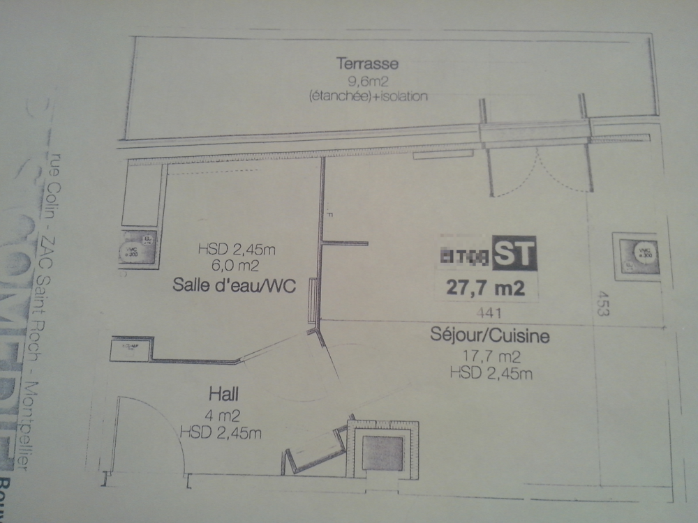Vente Appartement Studio de 28 m2, étage 7/8, Montpellier centre, terrasse 9,6 Montpellier