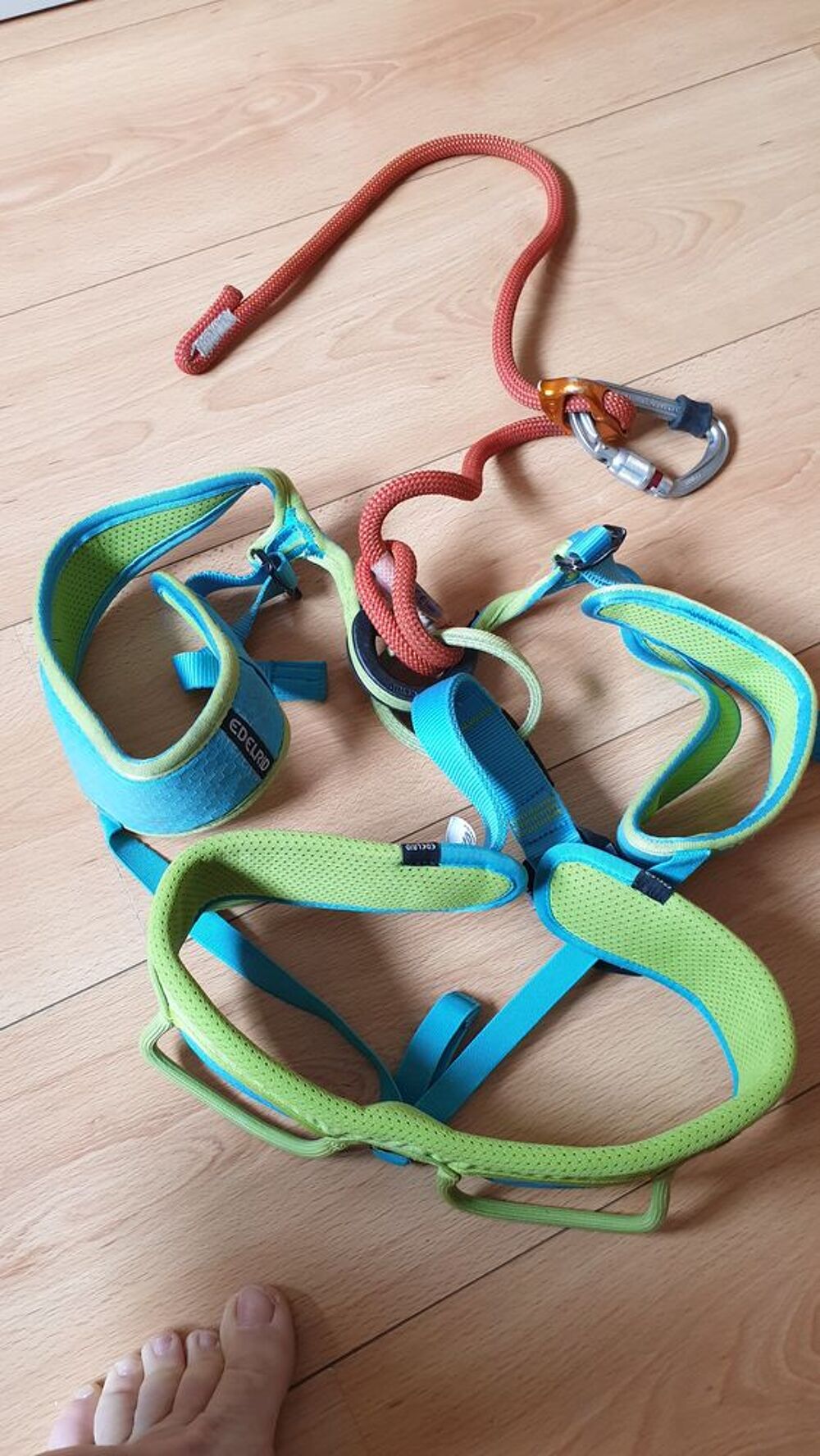 Baudrier EDELRID + longe +mousqueton PETZL Sports