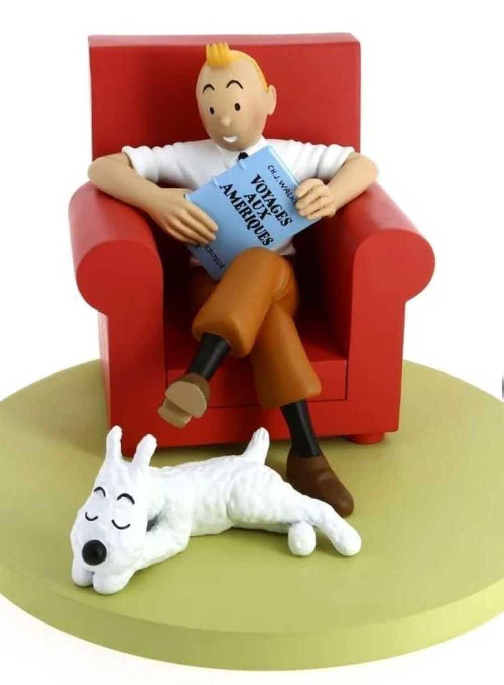 tintin et milou &agrave; la maison Fauteuil rouge en r&eacute;sine 
