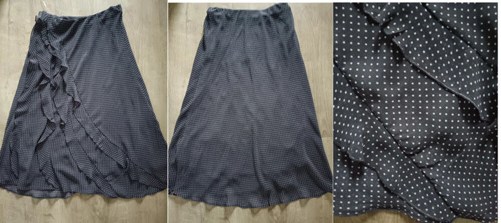 jupe longue a pois grise taille 40 Vtements