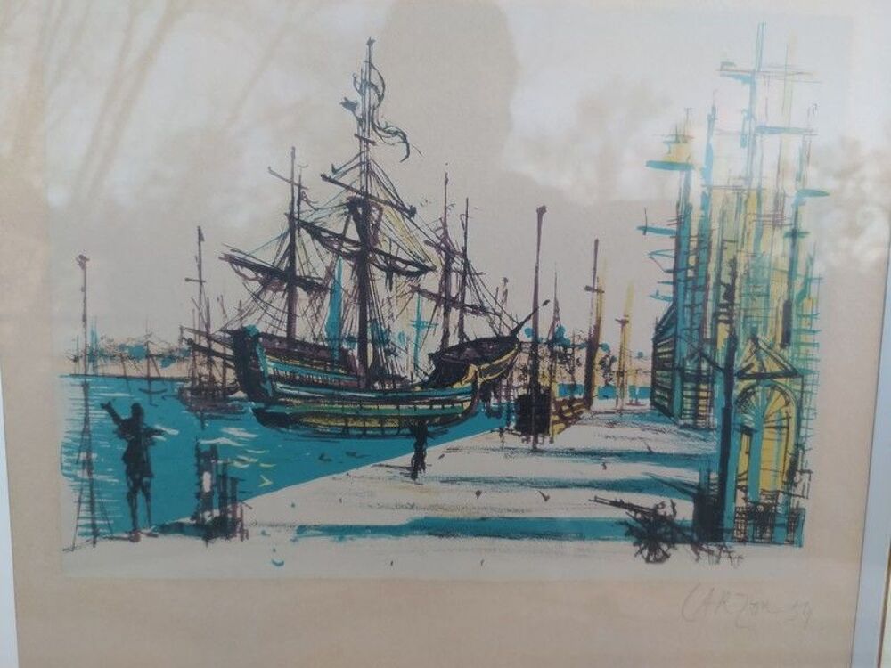 Jean Carzou Le Port Lithographie Sign&eacute;e 1954 