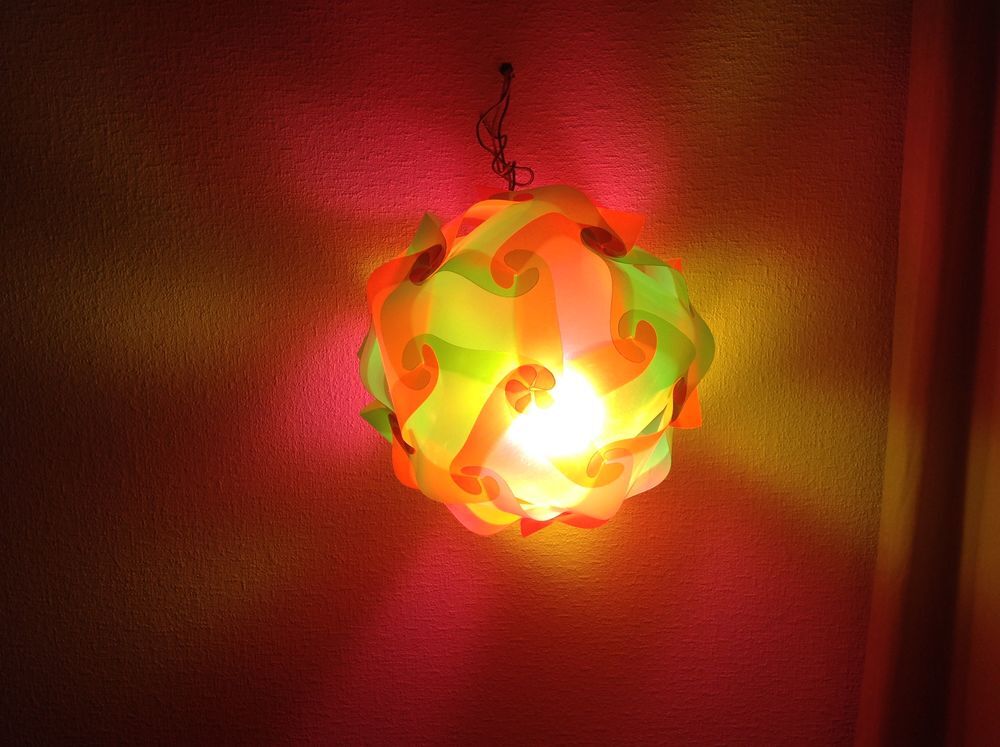 LAMPE PUZZLE AMBIENCE VERTE ORANGE 29 cm DIAM. Envoi Possibl Décoration