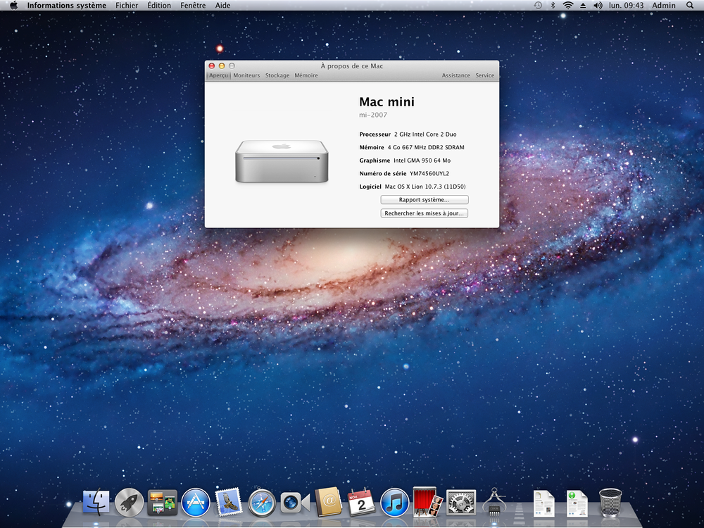 Apple Mac mini 2007 Intel 2 Ghz - Ram 4 Go - DD 120 Go Matériel informatique