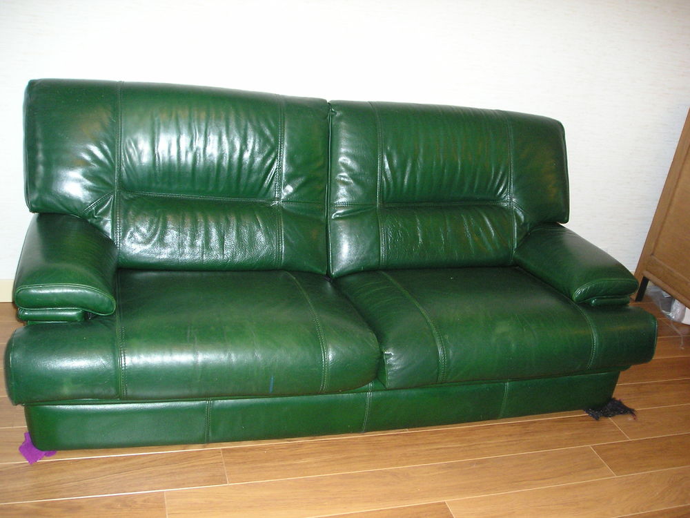 CANAPE 3 PLACES CUIR VERT FONCE 90 EUROS Meubles