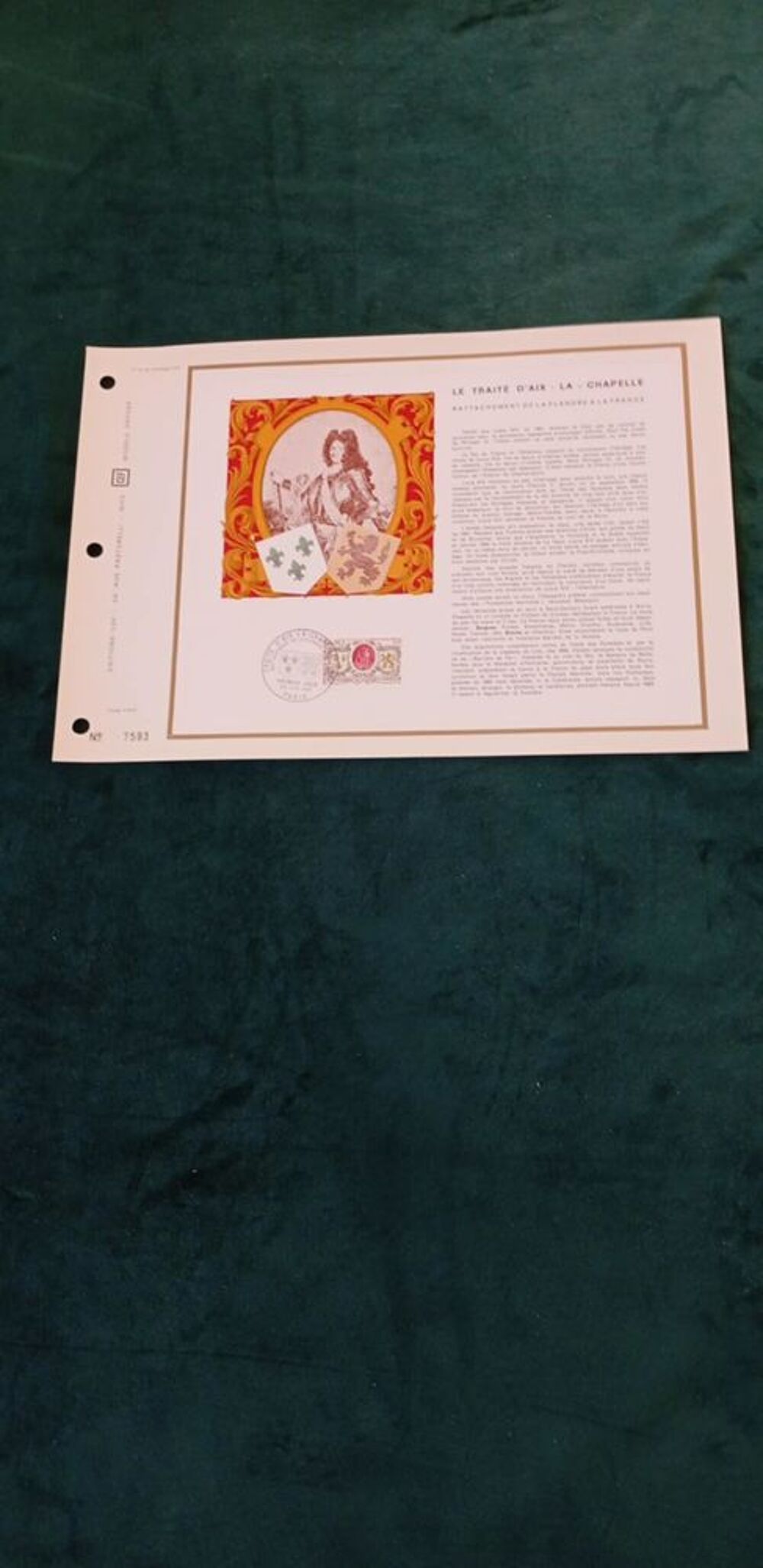 Feuille cartonn&eacute;e Premier Jour CEF 1968 