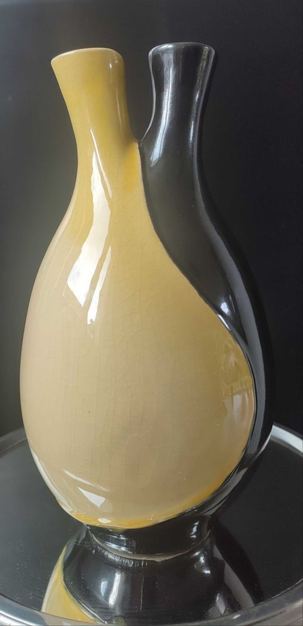 Vase &agrave; deux cols C&eacute;ramique vintage 1964. 