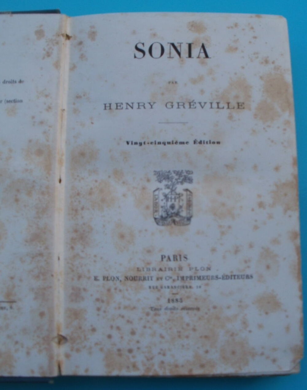Henry GREVILLE : SONIA Livre reli&eacute; de 1883 Livres et BD