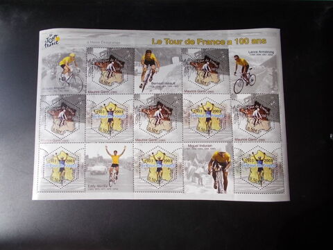 TBE : Timbres commémoratifs des 100 ANS DU TOUR DE FRANCE 8 Cazères (31)
