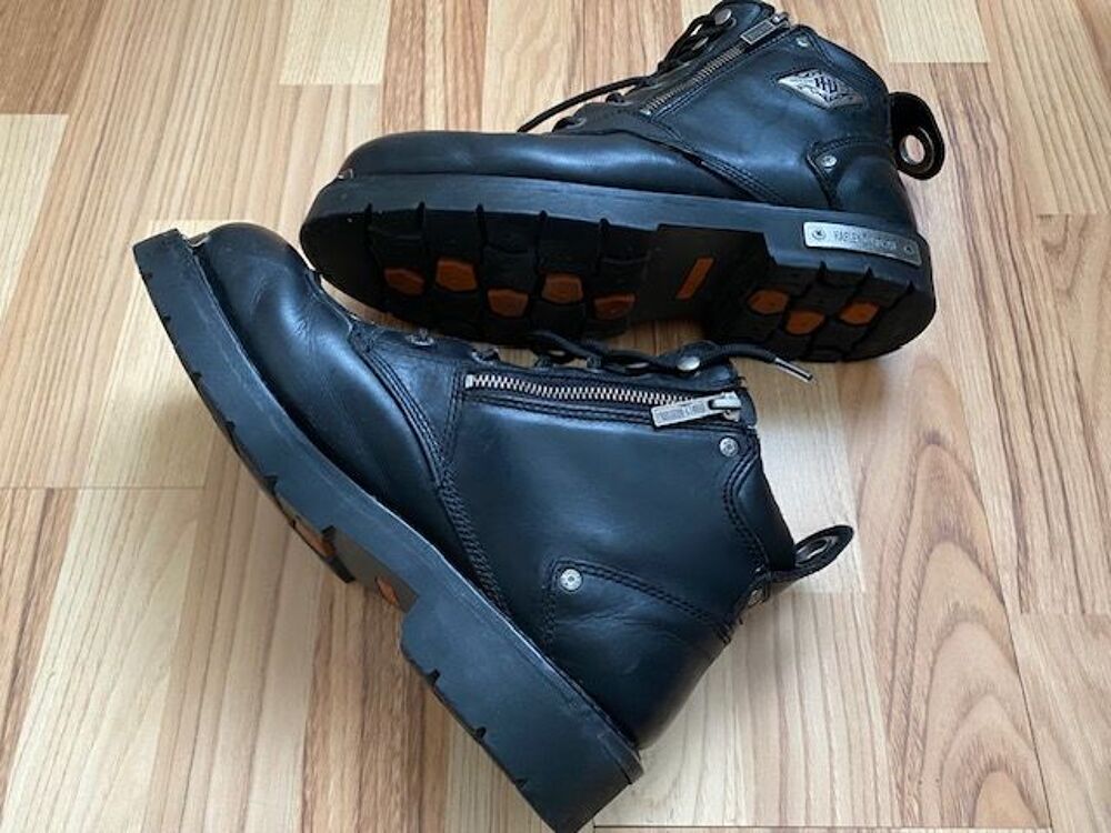 Bottes de moto Harley-Davidson pour Homme en cuir noir Chaussures