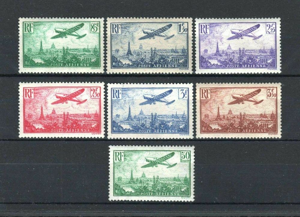 FRANCE STAMP AERIEN n&deg;8 &agrave; 14 " AVION SURVOLANT PARIS" **NEUF 