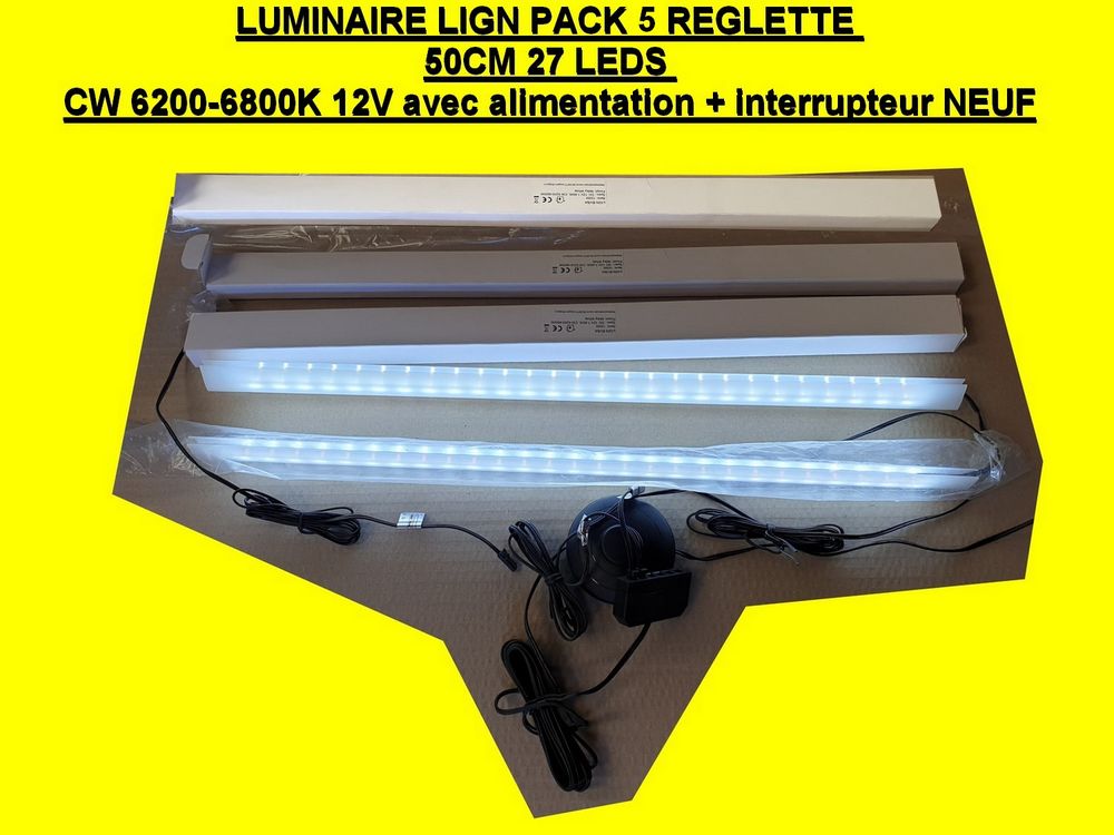 Luminaire lign pack 5 reglette 50cm 27 leds cw 6200-6800k Bricolage