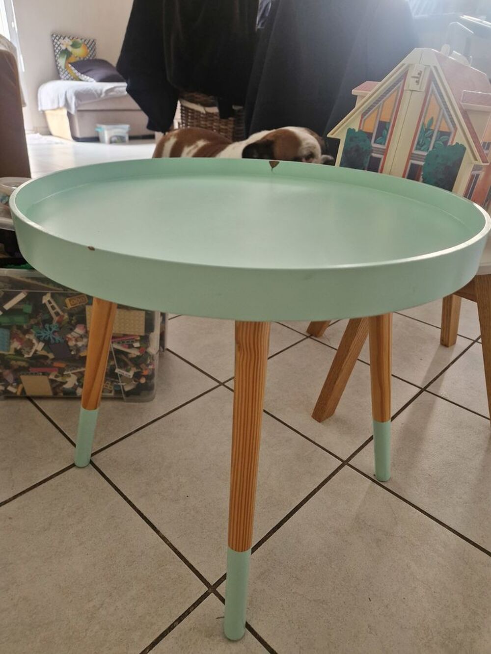 Table basse ronde style scandinave vert d'eau Mobilier enfants