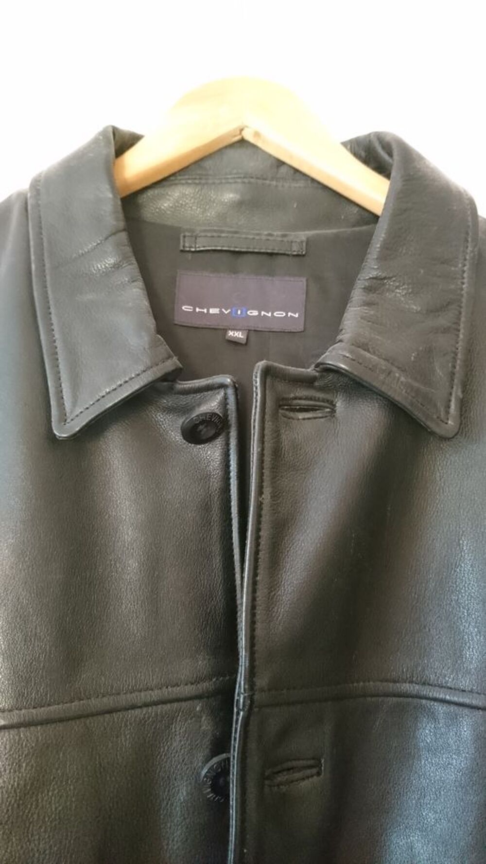 Veste cuir noir pour homme taille XXL marque CHEVIGNON Vtements