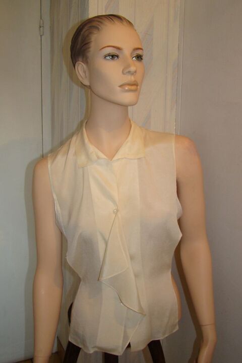 Ancienne guimpe / chemisier devantier en soie Epoque 1900 40 Gargenville (78)