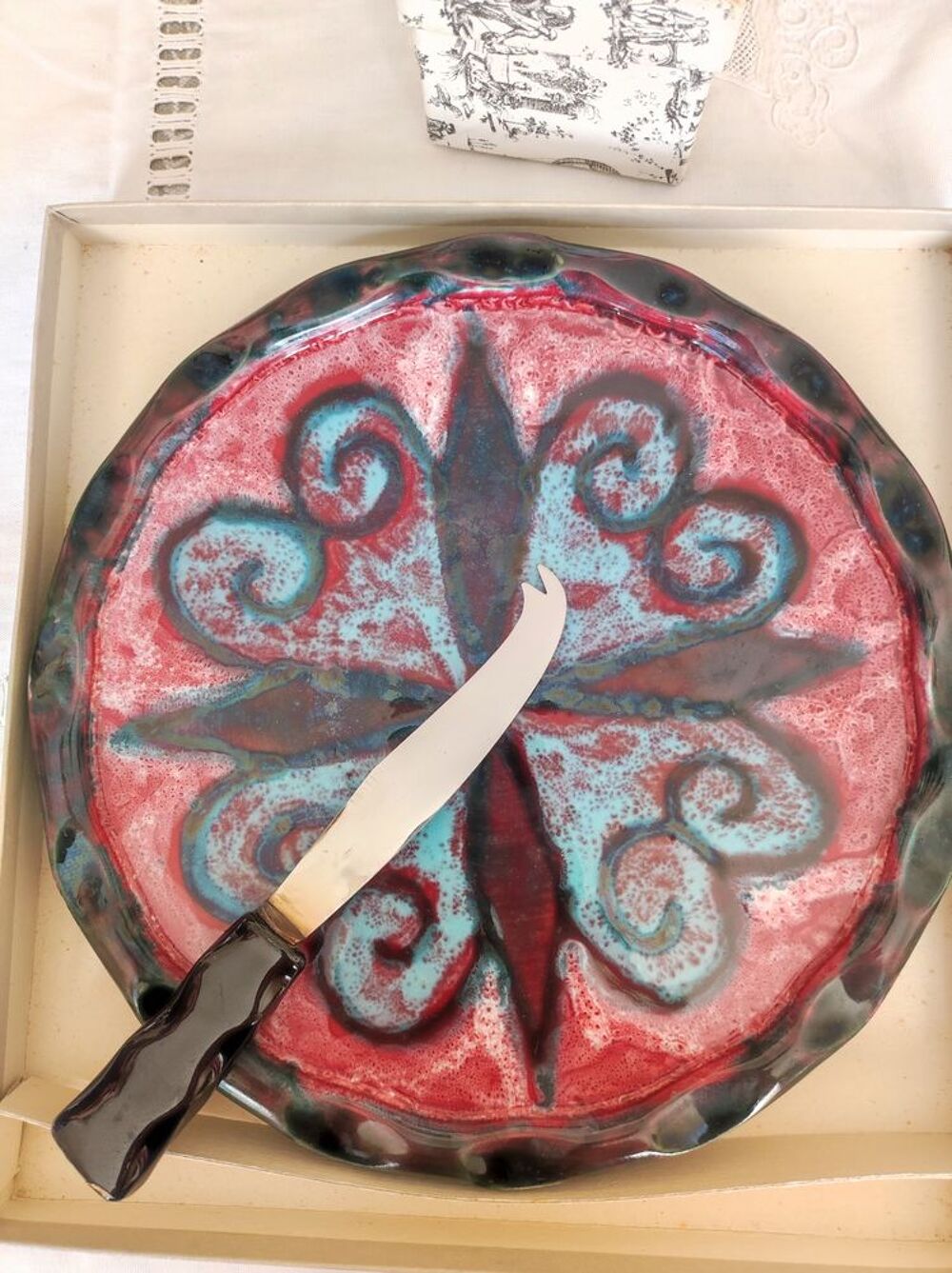 plateau &agrave; fromage vintage (ann&eacute;es 60) en c&eacute;ramique Décoration