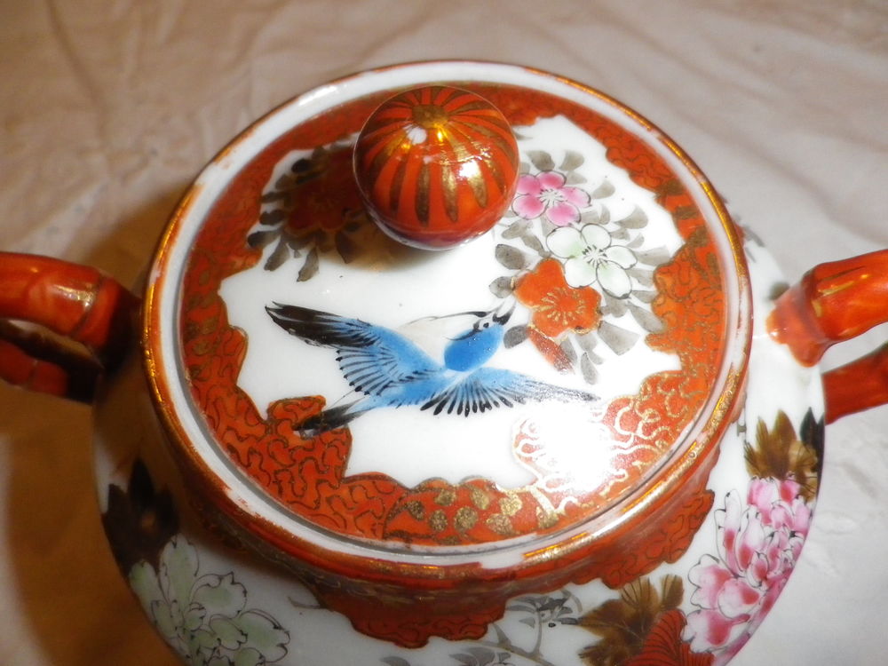 SUCRIER Porcelaine Japonaise D&eacute;cor oiseau et Fleurs Cuisine