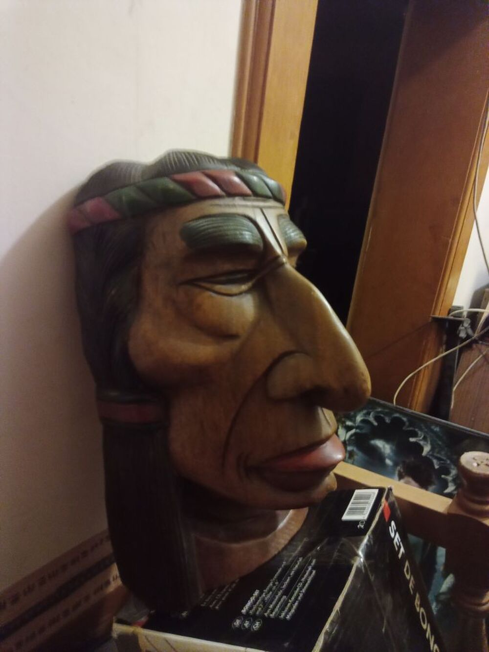T&ecirc;te d'indien en bois massif Décoration