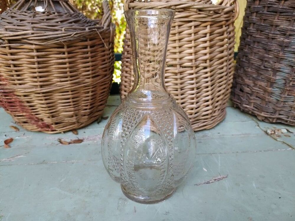 Ancien Bouteille Carafe Publicitaire Verre Bonbons Tavernier 