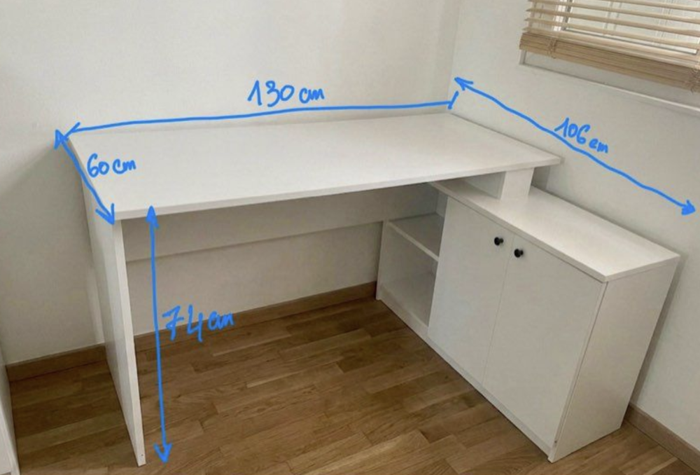 Bureau 2 portes et niche ouverte - Blanc Meubles