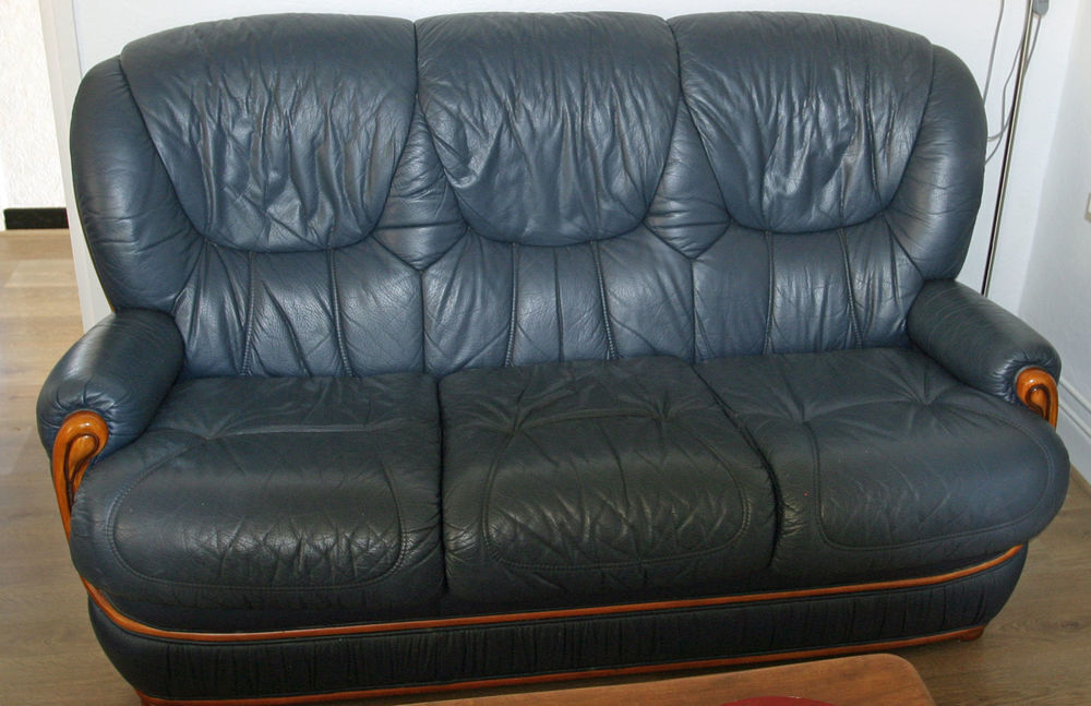 salon en cuir bleu marine Meubles