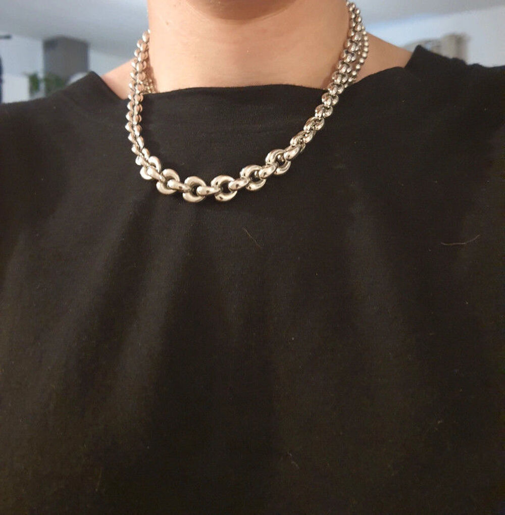 Collier argent 925 rhodi&eacute; gros maillons RARE MARC ORIAN Bijoux et montres