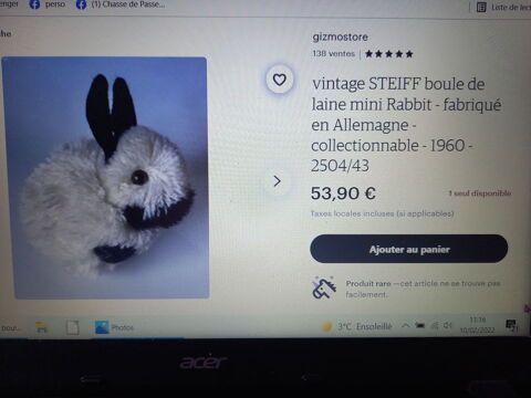 3 Lapins, Peluches de collection STEIFF 
0 Salses-le-Château (66)