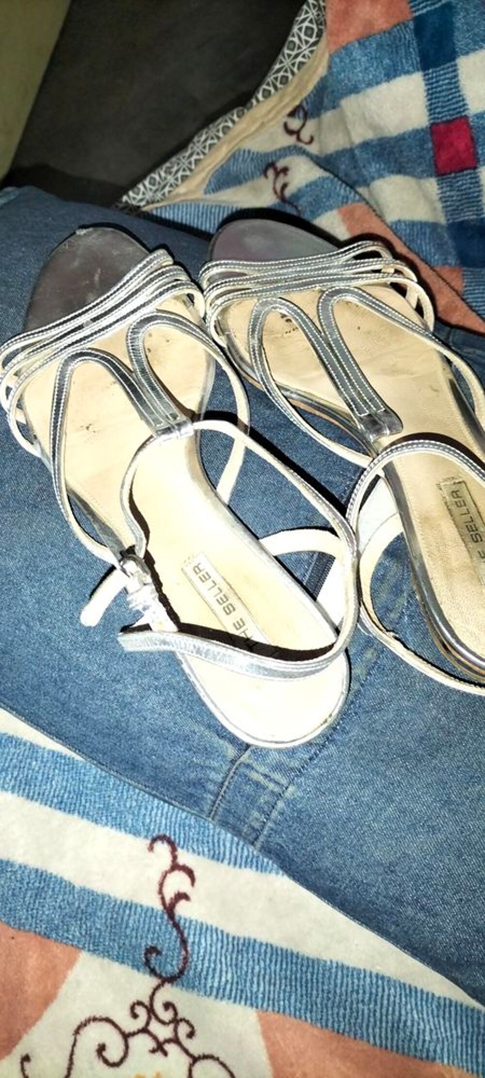 Sandale tout cuir argent th&eacute; Keller pointure 41 excellent &eacute;t Chaussures