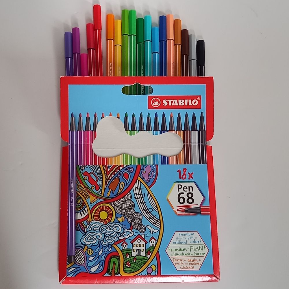 Pochette de 18 feutres de dessin de qualit&eacute; Stabilo pen 68 a Bricolage