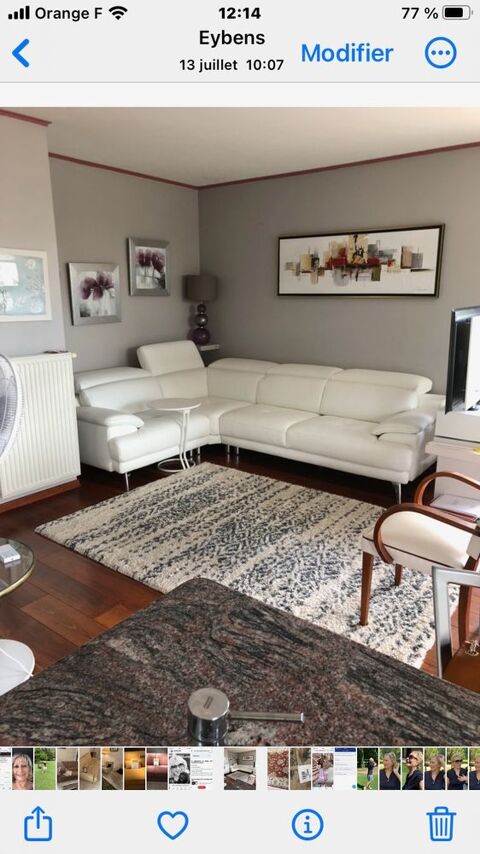 Tr�s beau canap�  d angle cuir blanc Eybens (38)