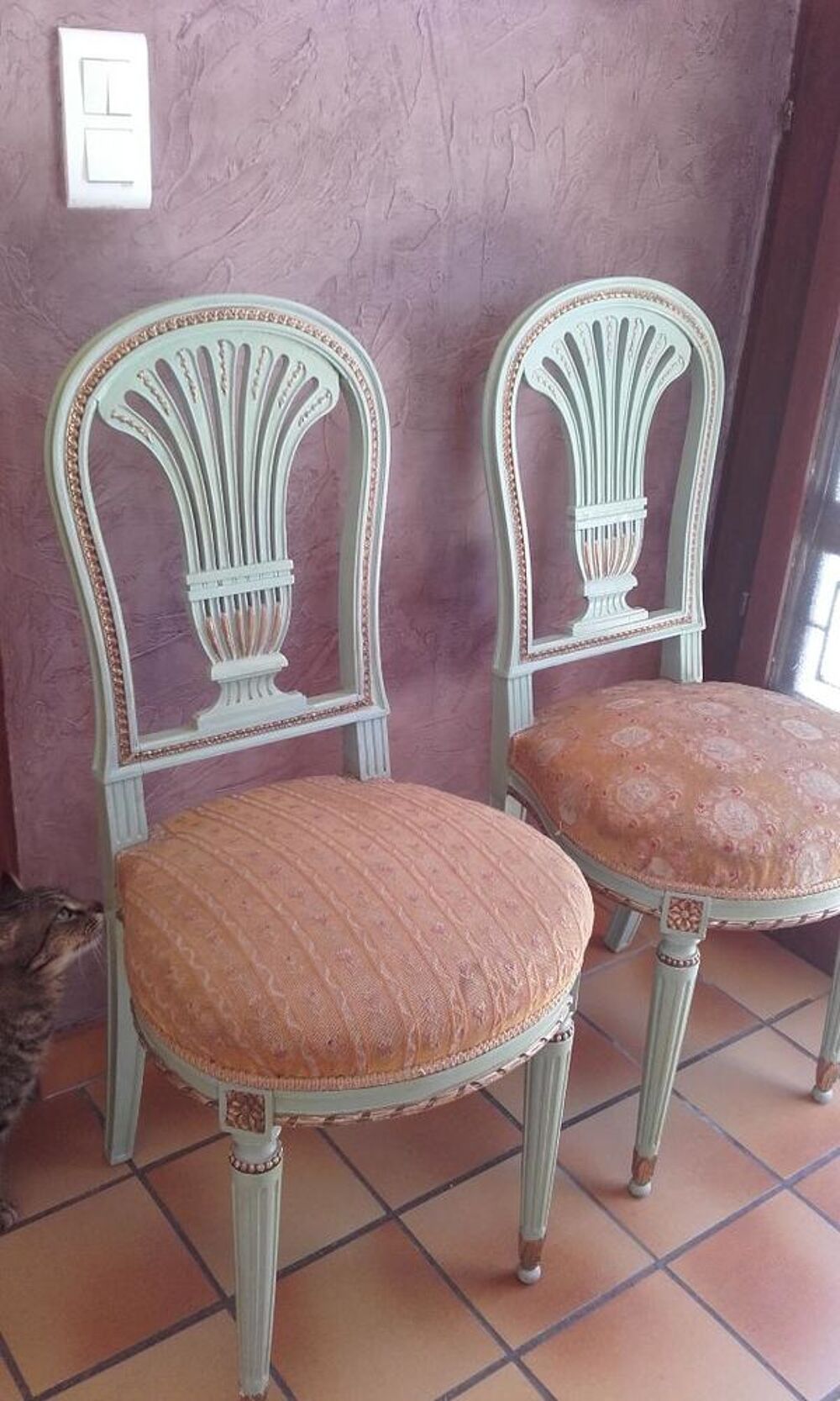Lot 2 chaises style Napol&eacute;on Empire Meubles