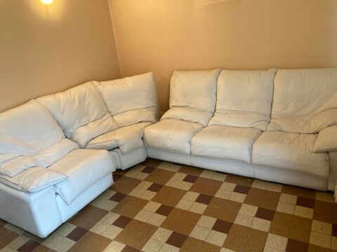 Canap d'angle en cuir blanc 0 Vielle-Aure (65)