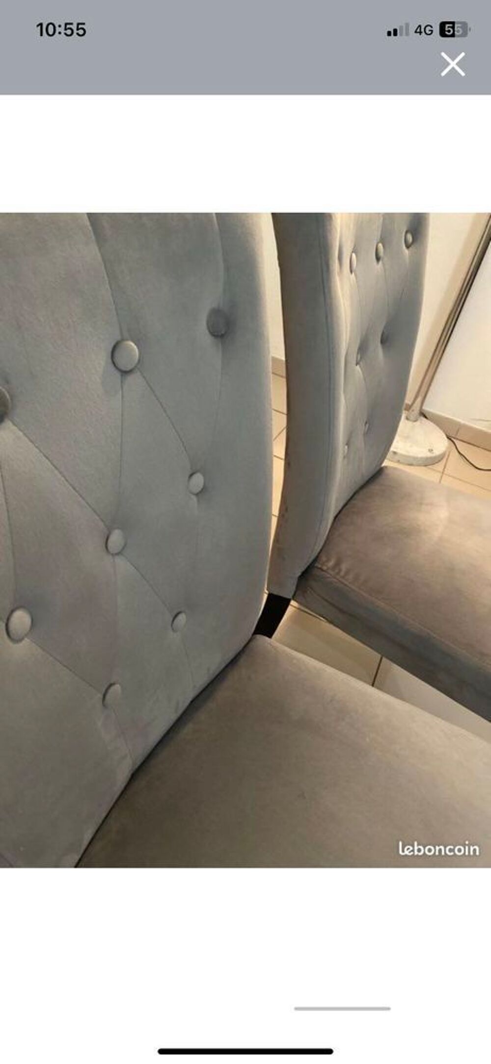 lot de 4 chaises en velours grises Meubles