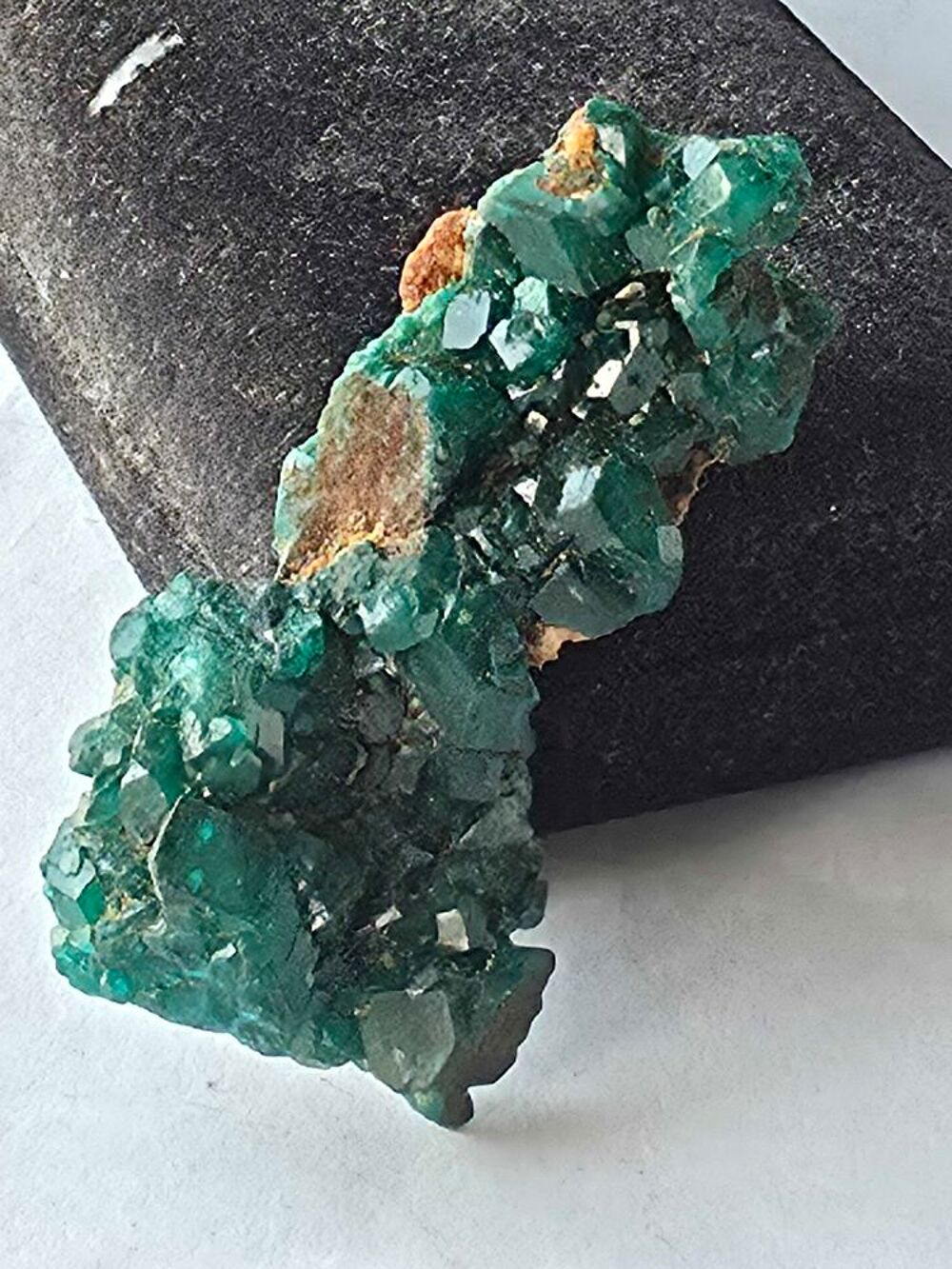 Dioptase brute sur matrice-Min&eacute;ral de collection Katanga 15g 