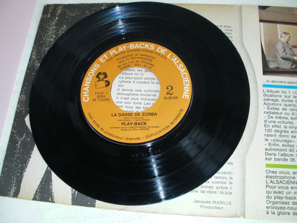 45 tours PLAY BACKS de l'ALSACIENNE CD et vinyles