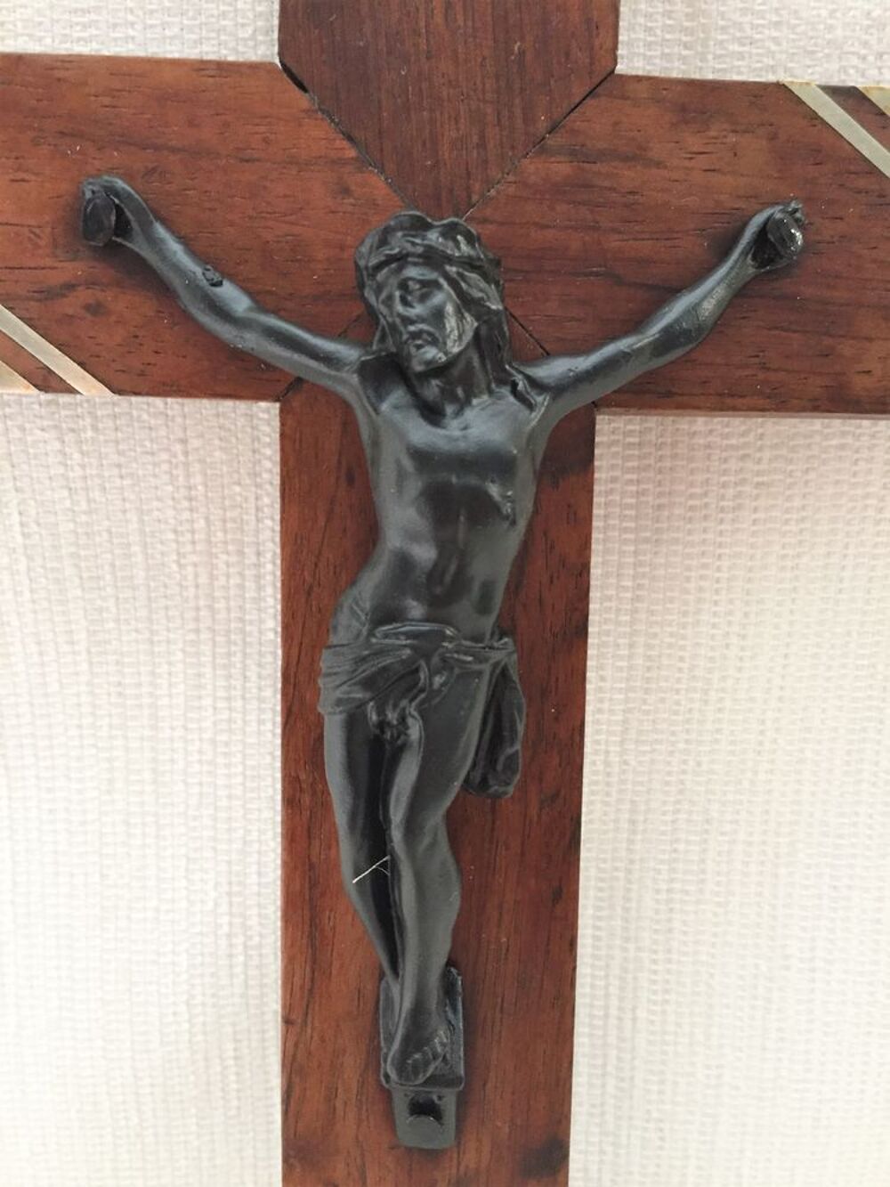OBJET DE CULTE ANCIEN CRUCIFIX CHRIST BOIS PALISSANDRE ART 