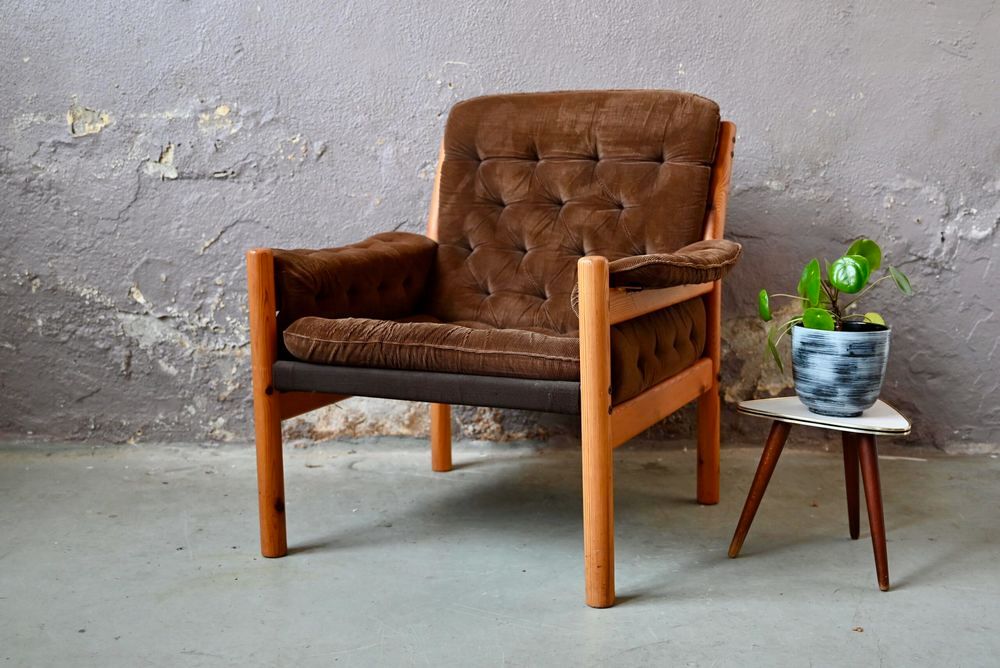 fauteuil de salon en pin 1970 style montagne Meubles