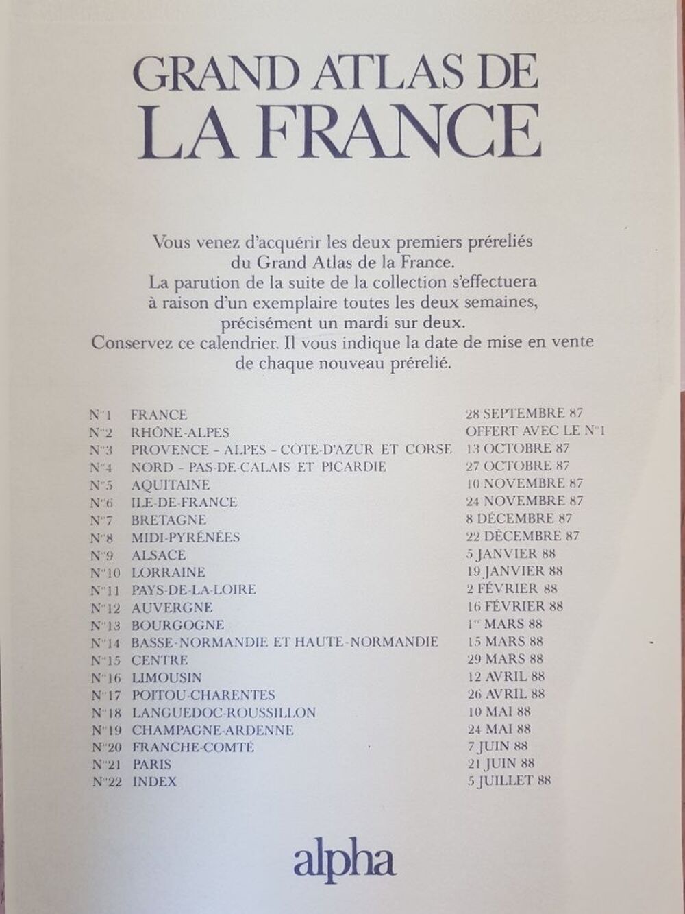 Livres Grand atlas de France &eacute;dition alpha 