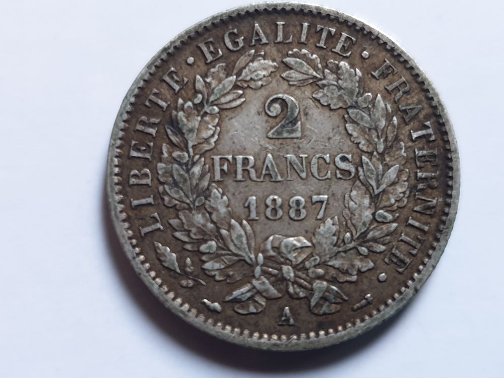 Pi&egrave;ce de 2 francs C&eacute;r&egrave;s Argent 1887 A 