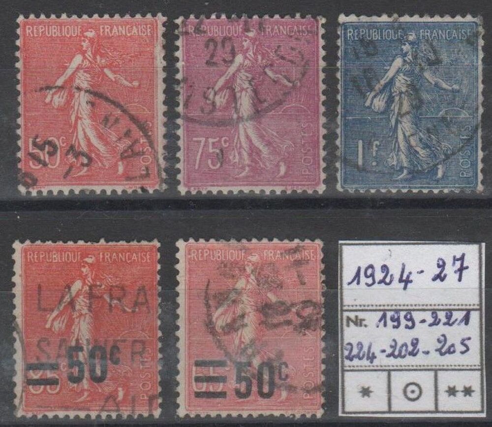 TIMBRE de FRANCE
entre 1924 &amp;1927
OBLITERE 